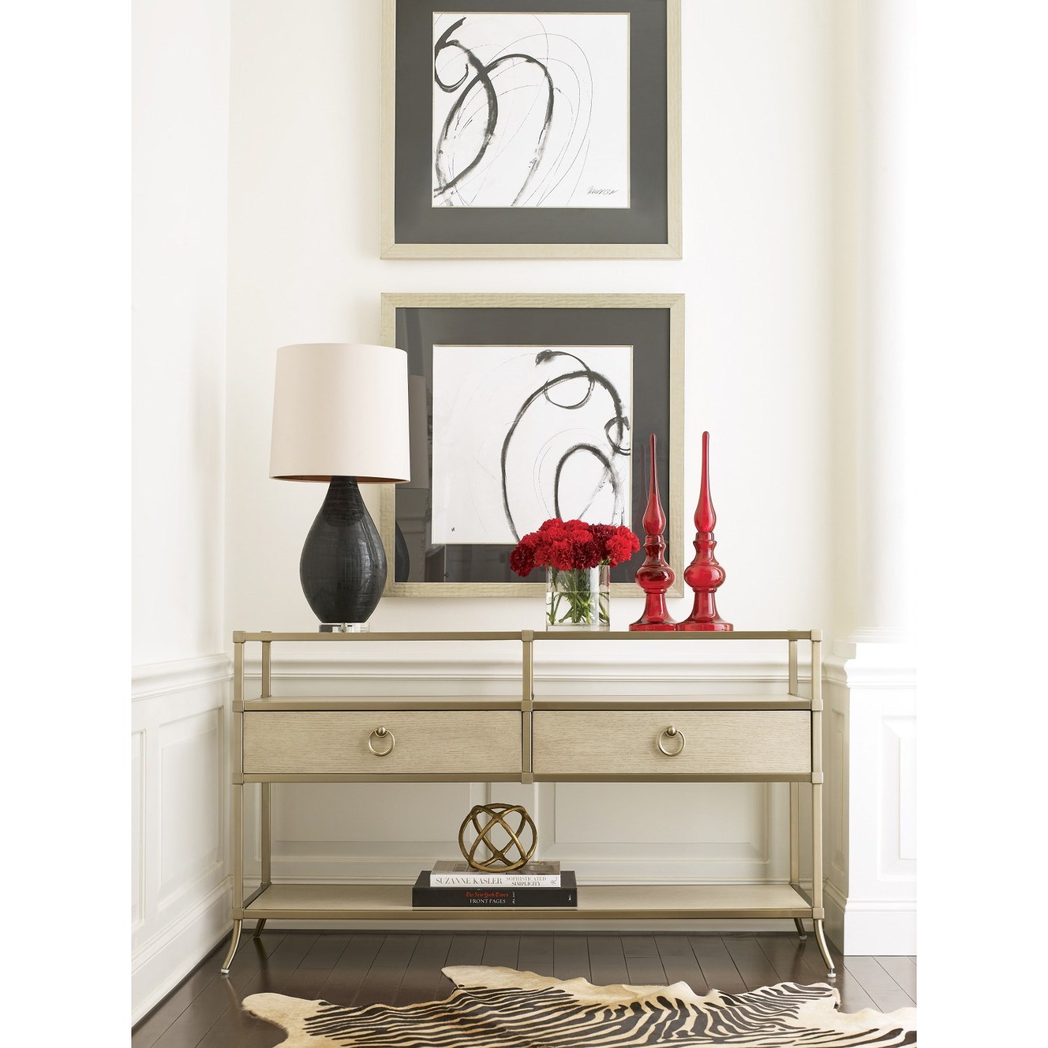 American Drew Lenox Capri Console Table with Tempered Glass Top